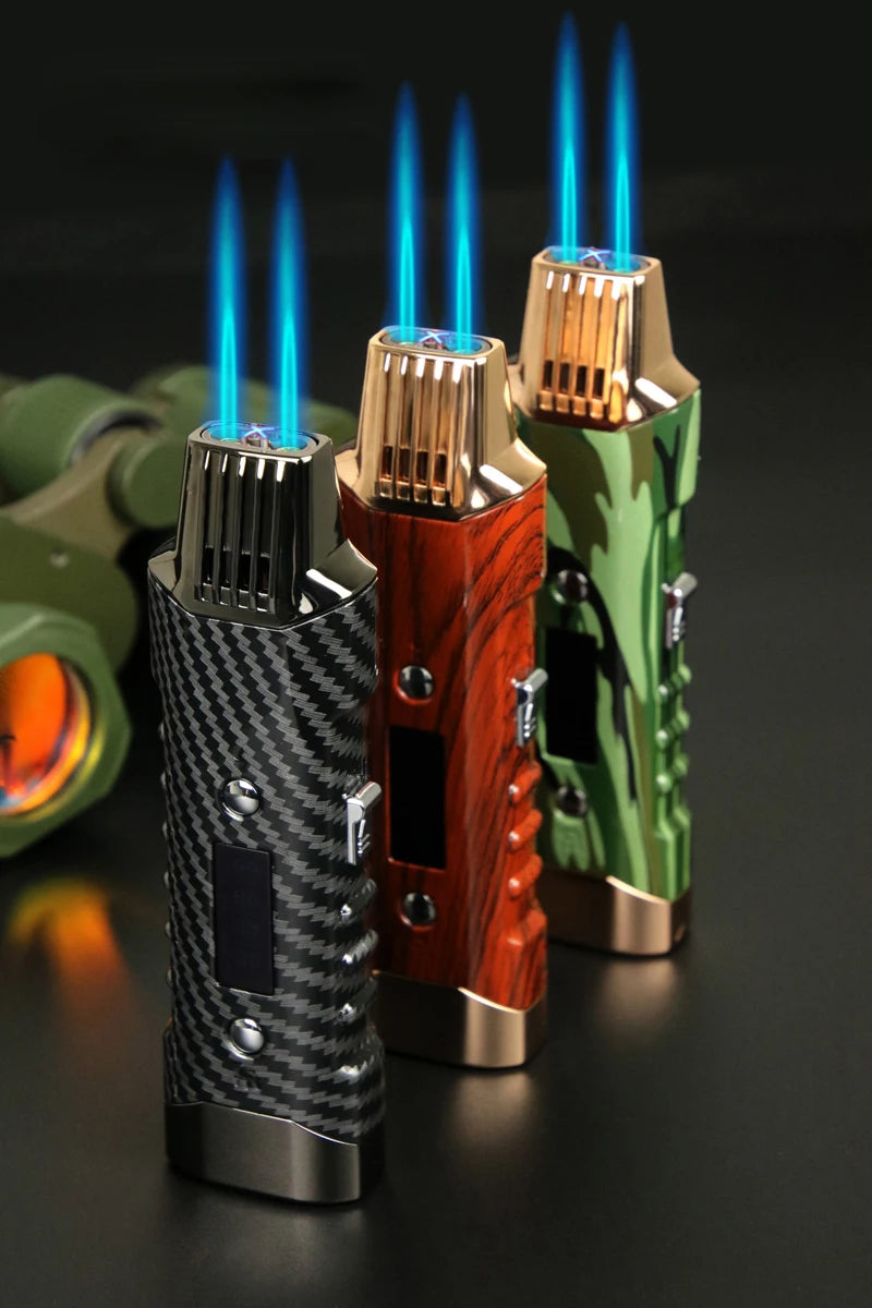 Multifunctional Gas And Electric Lighter  Double Arc  Double Blue Flame White Night Light With Power Display Outdoor Windproof