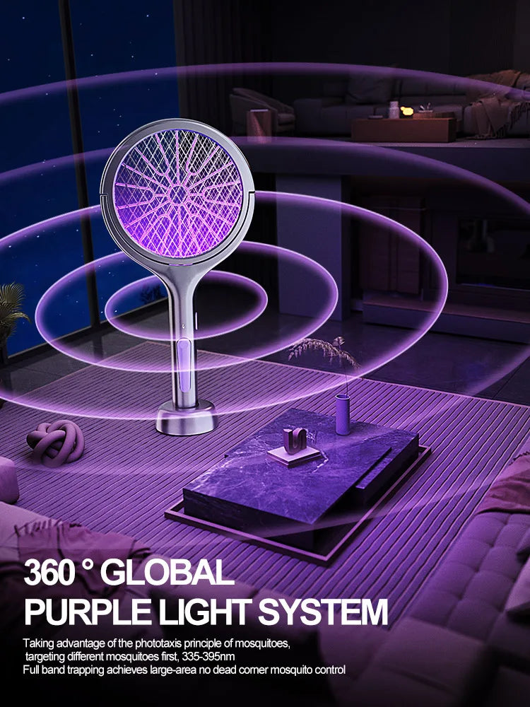 2025 Upgraded Telescopic Mosquito Killer Swatter 90° Rotatable & Wall-Mountable Extended Reach Electric Bug Zapper Home Garden