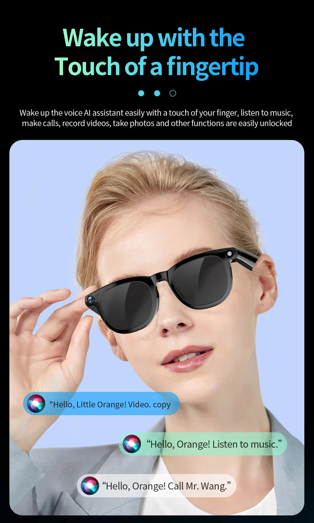 AI Smart Translate Glasses Photography Video Wifi Transmission Bluetooth Call Music Play Smart Glasses for Studying Travaling