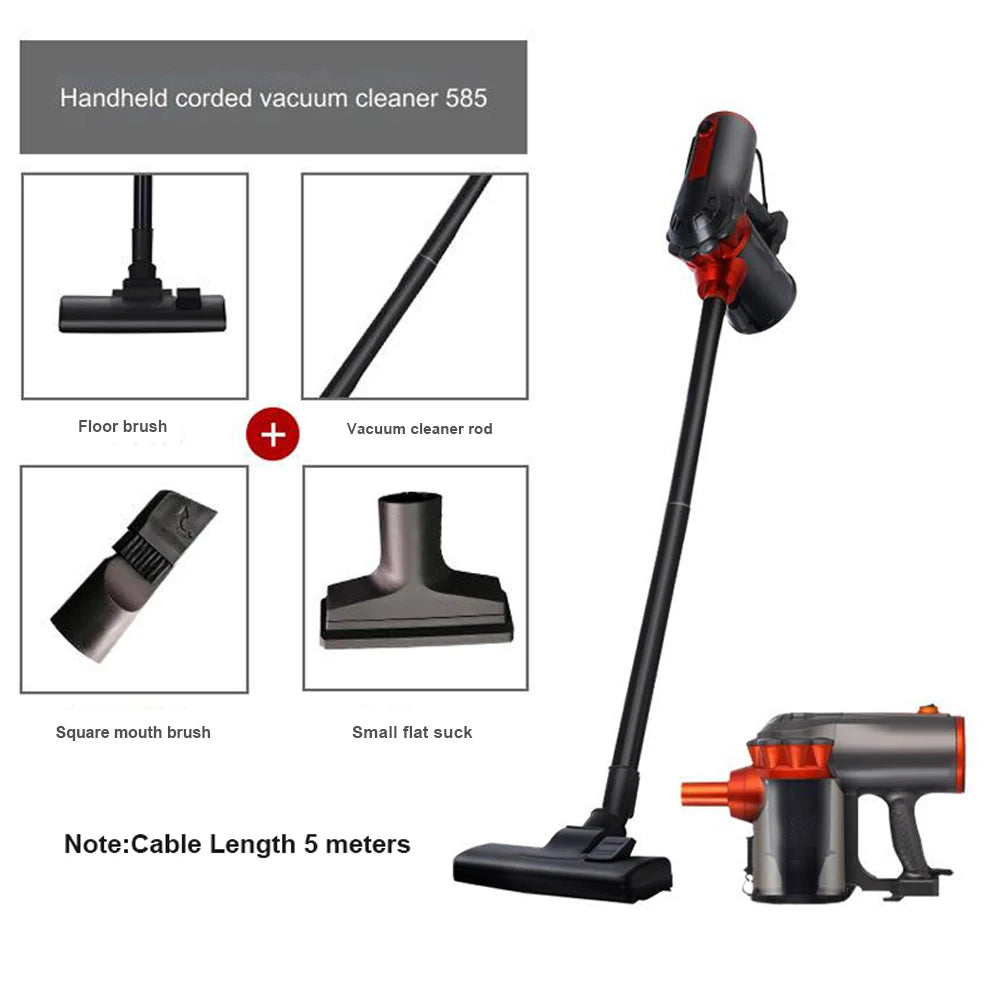 Multifunctionl 600W Powerful Wired Stick Vacuum Cleaner 18Kpa with 5 meter Charging cable,1.5L Dust Box,Curtain Floor Cleaning