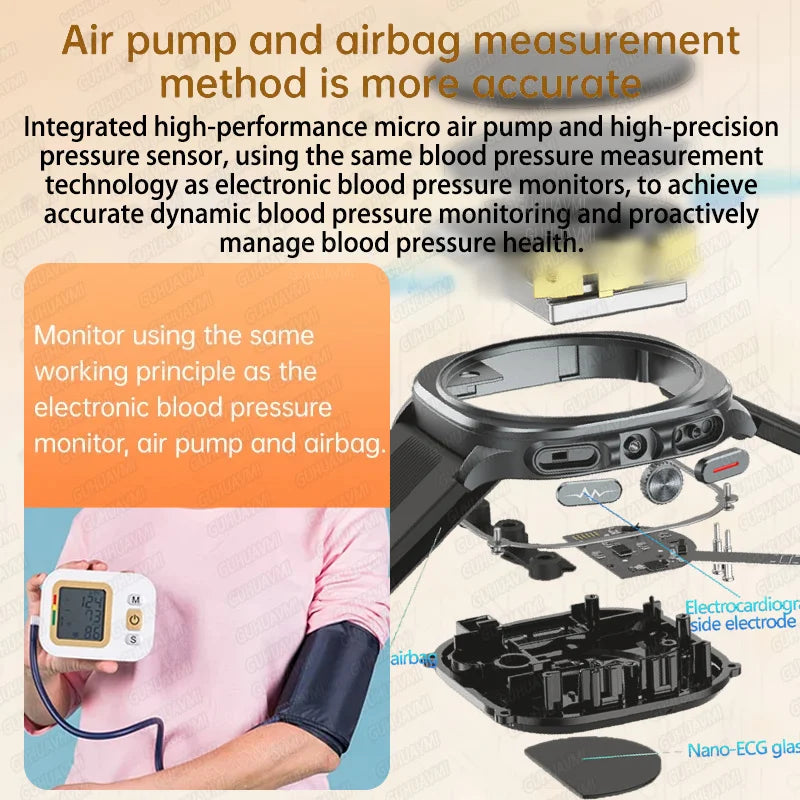 2025 For XIAOMI IOS New Air Pump Airbag Accurate Measure ECG NFC Smart Watch Blood Pressure Men Women