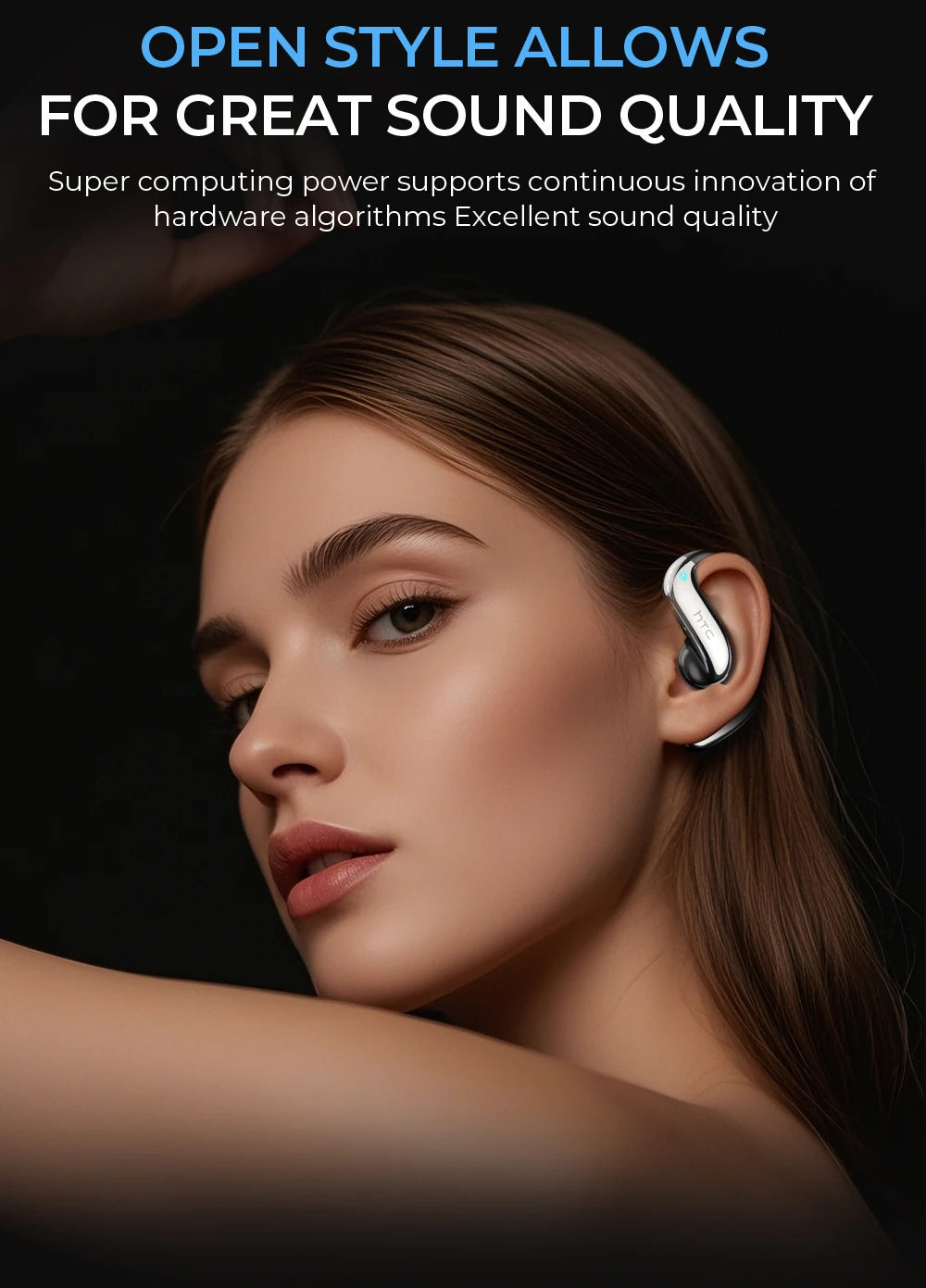 Translator HTC NE23 OWS Wireless Headphones 6.0 Translation Earphones Dual Noise Reduction Calls IP55 Professional Protection