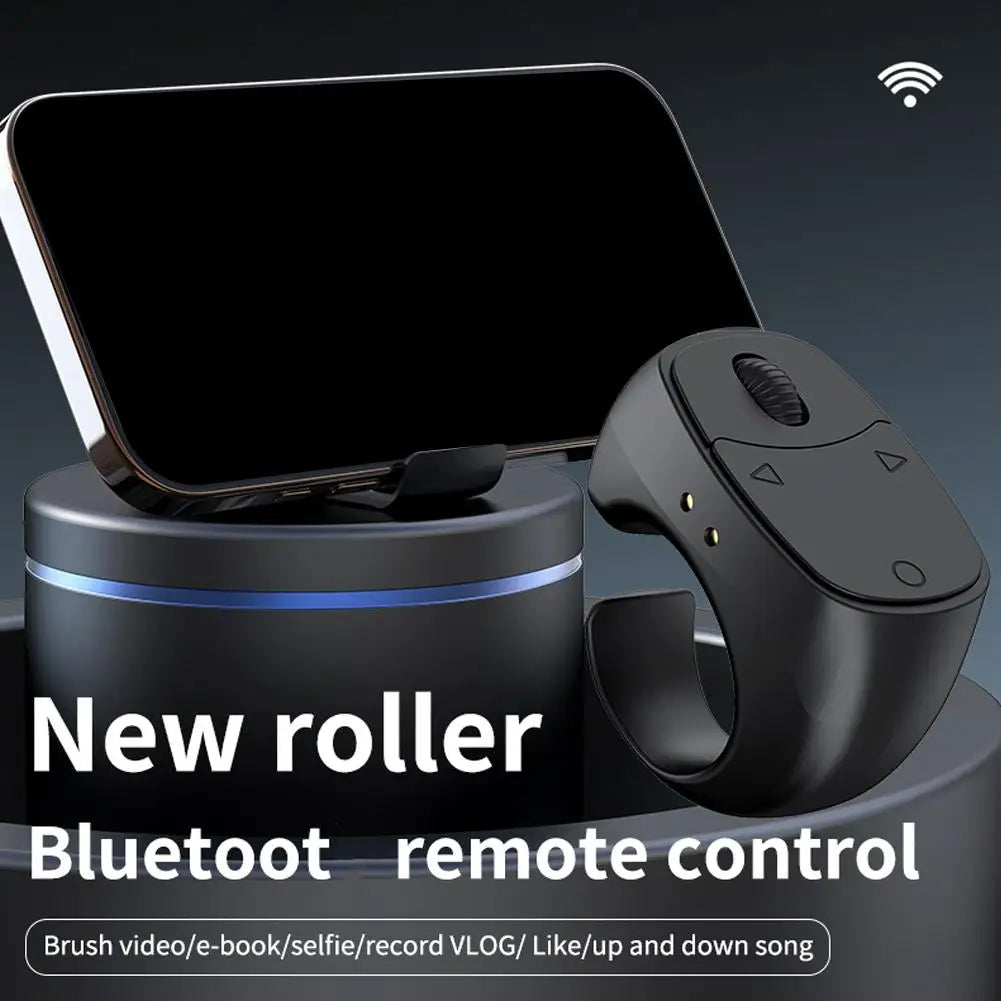 Bluetooth Page Turner Remote with Scroll Wheel - for eBooks, Videos; Wireless Shutter, Phone Stand Compatible (Volume Zoom)