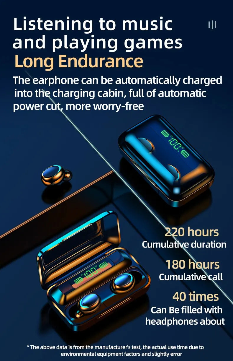 F9 Mini Bluetooth 5.0 Wireless Earphone Headphones Noise Reduction Sport Game Sleep Bluetooth Earbuds HIFI Stereo Music Headset