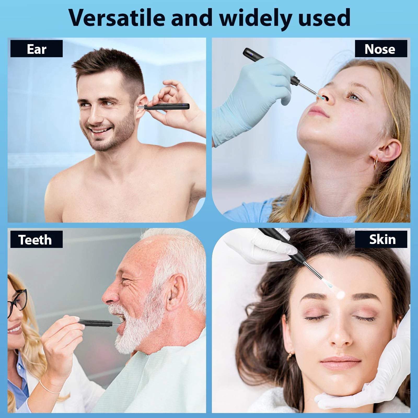 Earwax Removal Kit for IOS Phones Violet Ear Canal Cleaner with 1296P Camera 5 Ear Spoons
