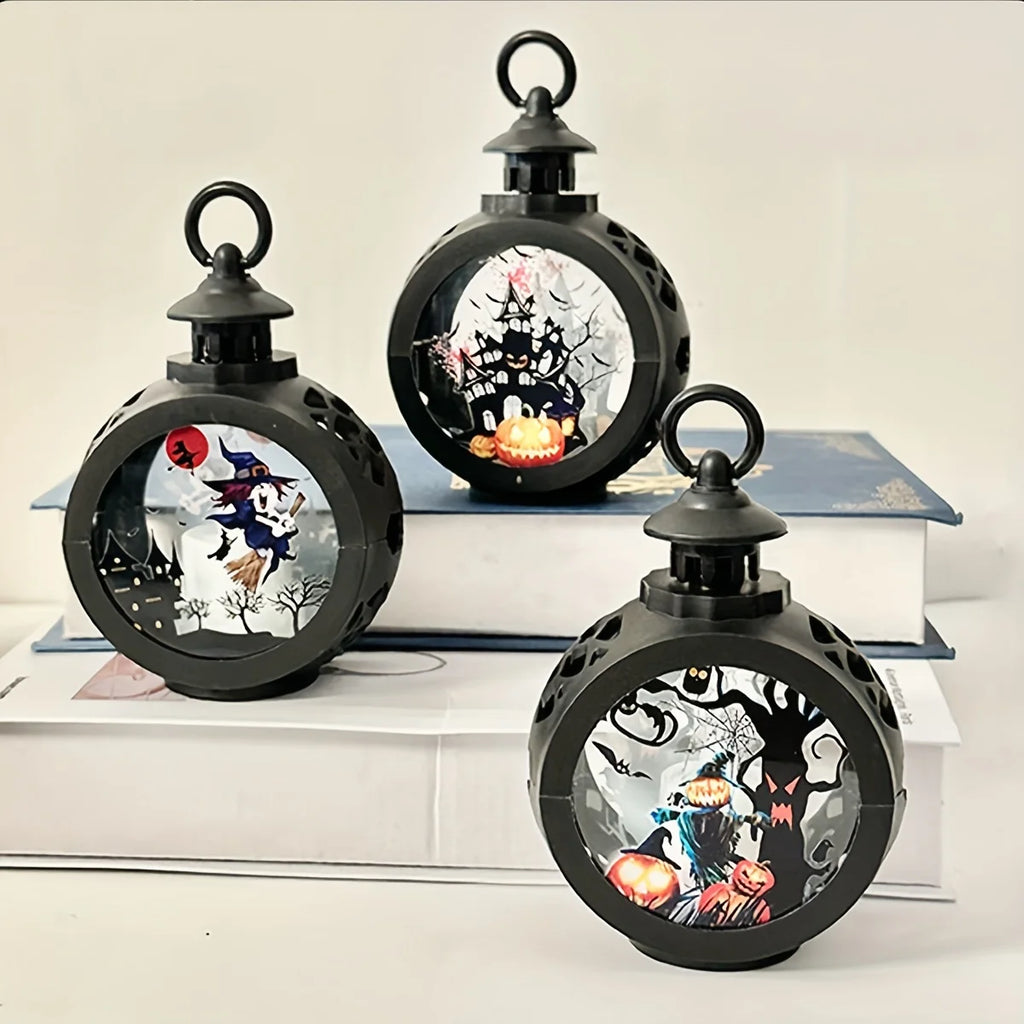 Halloween Oil Lamp，LED Electronic Wax Candle Light，Handheld Lantern，Party Atmosphere Props，Luminous Ornaments