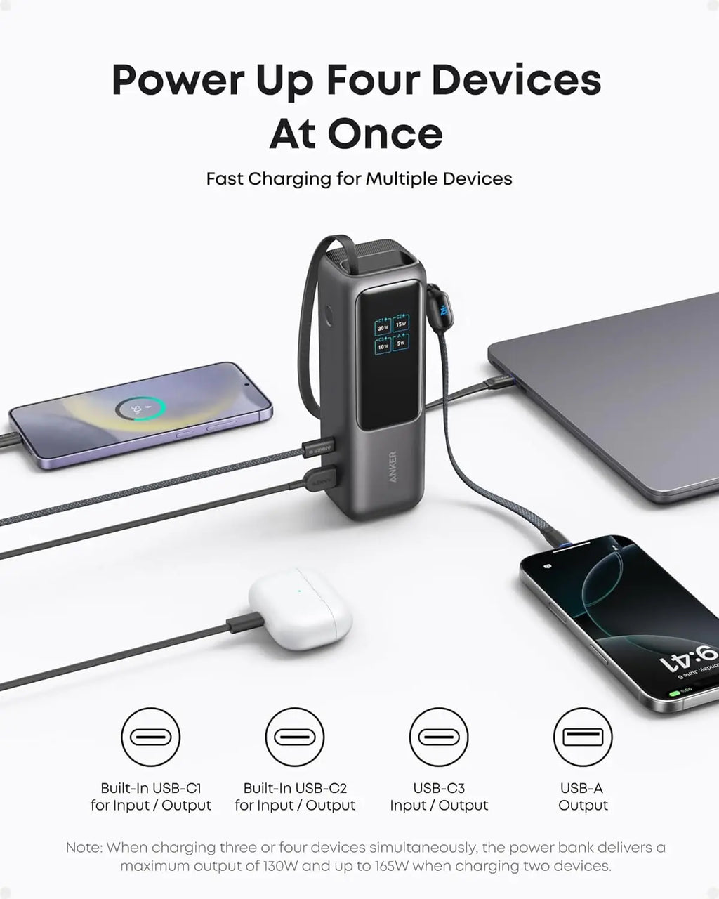 Anker Laptop Power Bank, zewnętrzna bateria 25 000 mAh Z 3 portami USB-C o mocy 100 W do ładowania wielu urządzeń