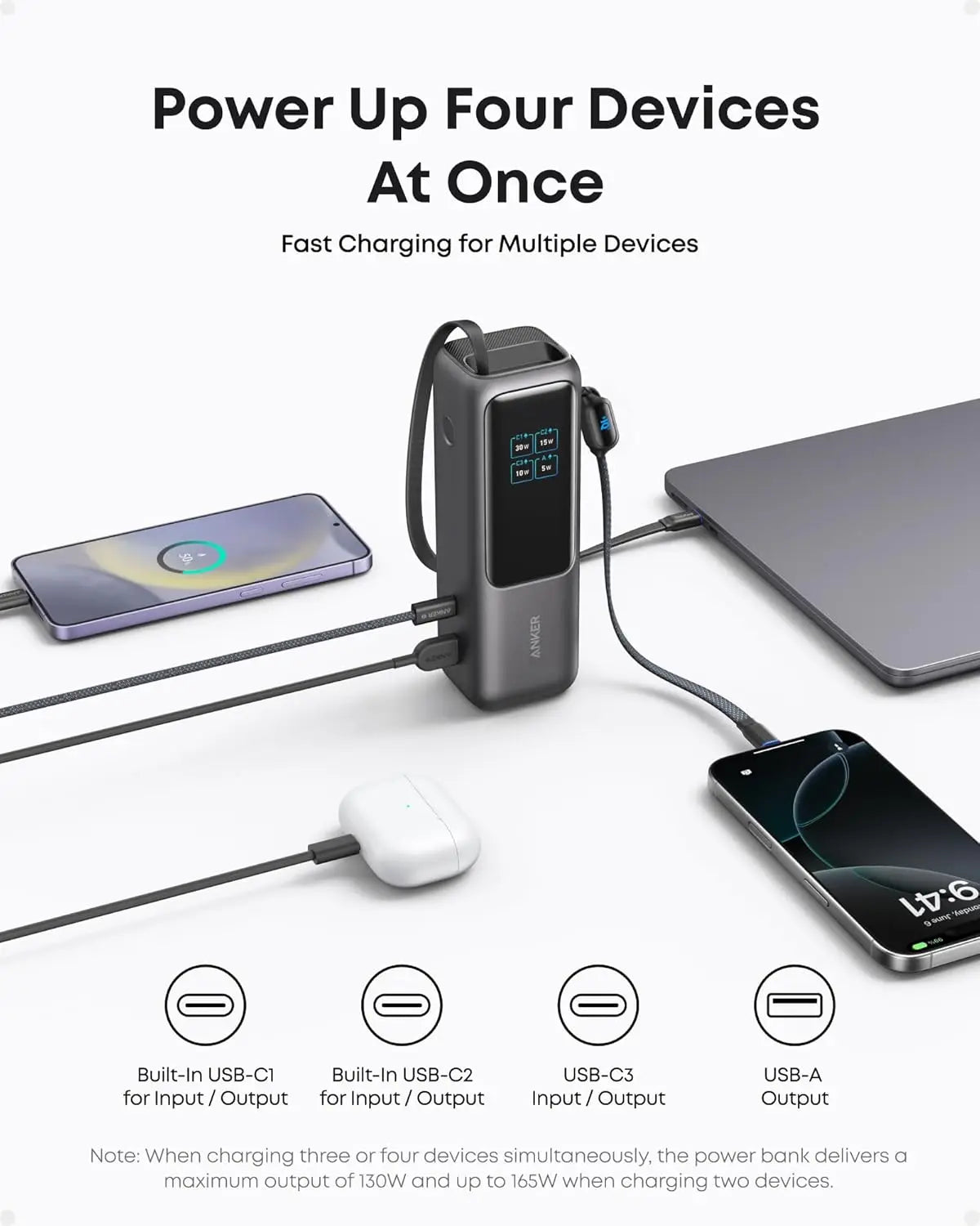 Anker Laptop Power Bank, zewnętrzna bateria 25 000 mAh Z 3 portami USB-C o mocy 100 W do ładowania wielu urządzeń