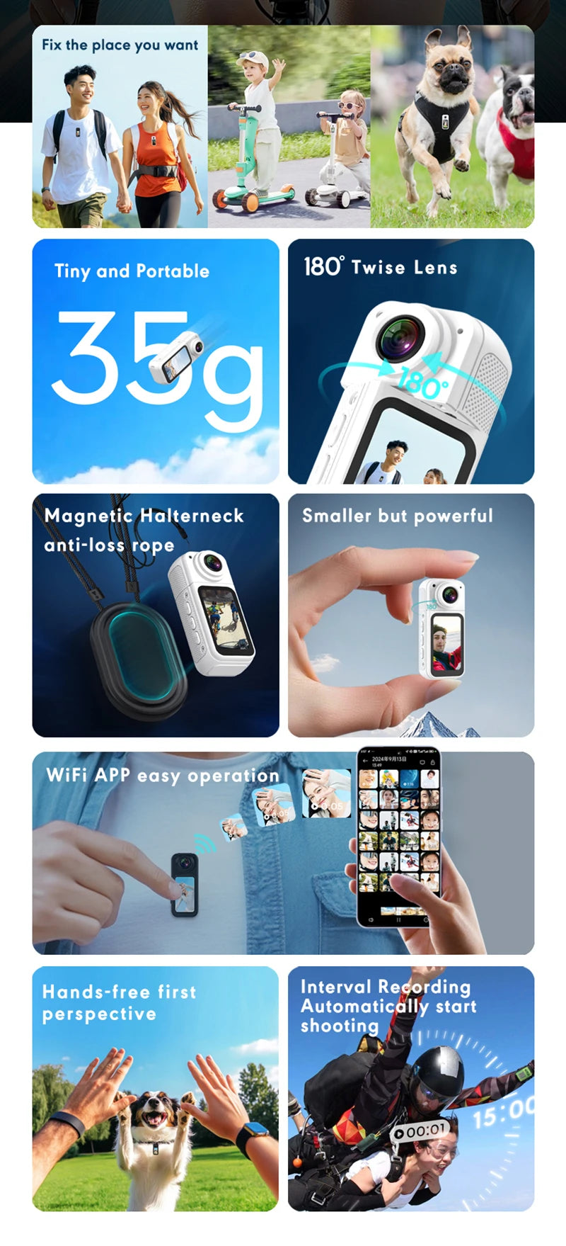 Xiaomi S70 Mini Recorder 2.7K Finger Action Camera Lightweight POV With Magnetic Belt 1.47 inch IPS Screen Bicycle Vlog Pet Cam