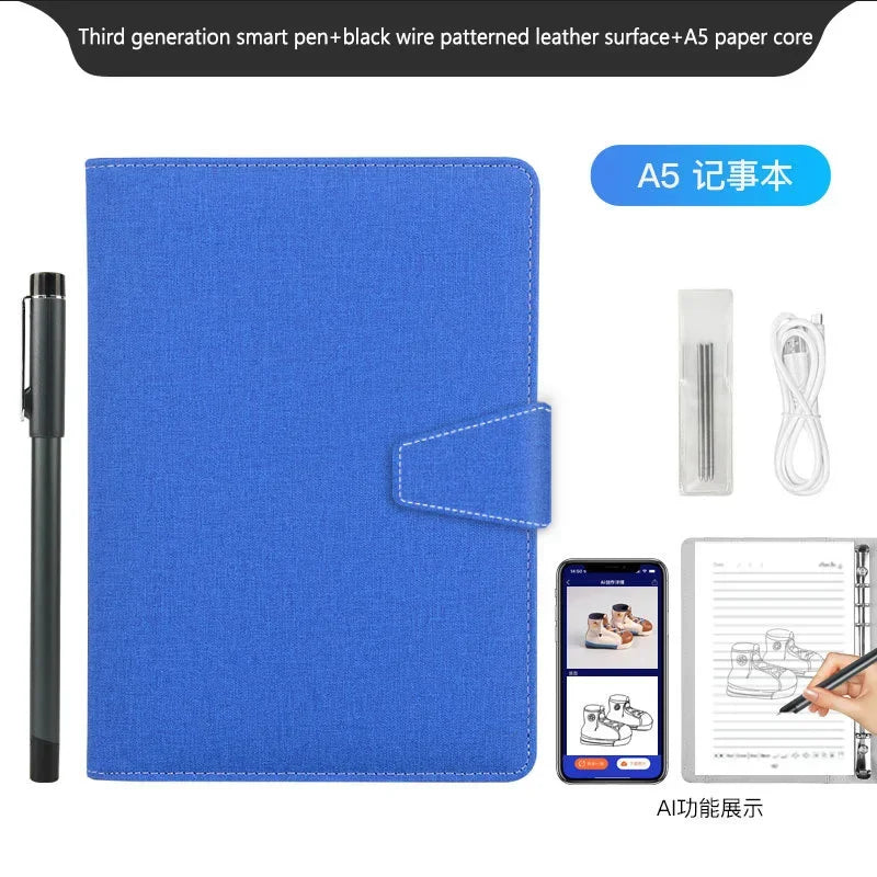 AI Bluetooth Digital Handwriting Note Book A5 Smart Sync Pen Diary Writing Set Cloud Notebook Drawing Writing Pads Playback Note