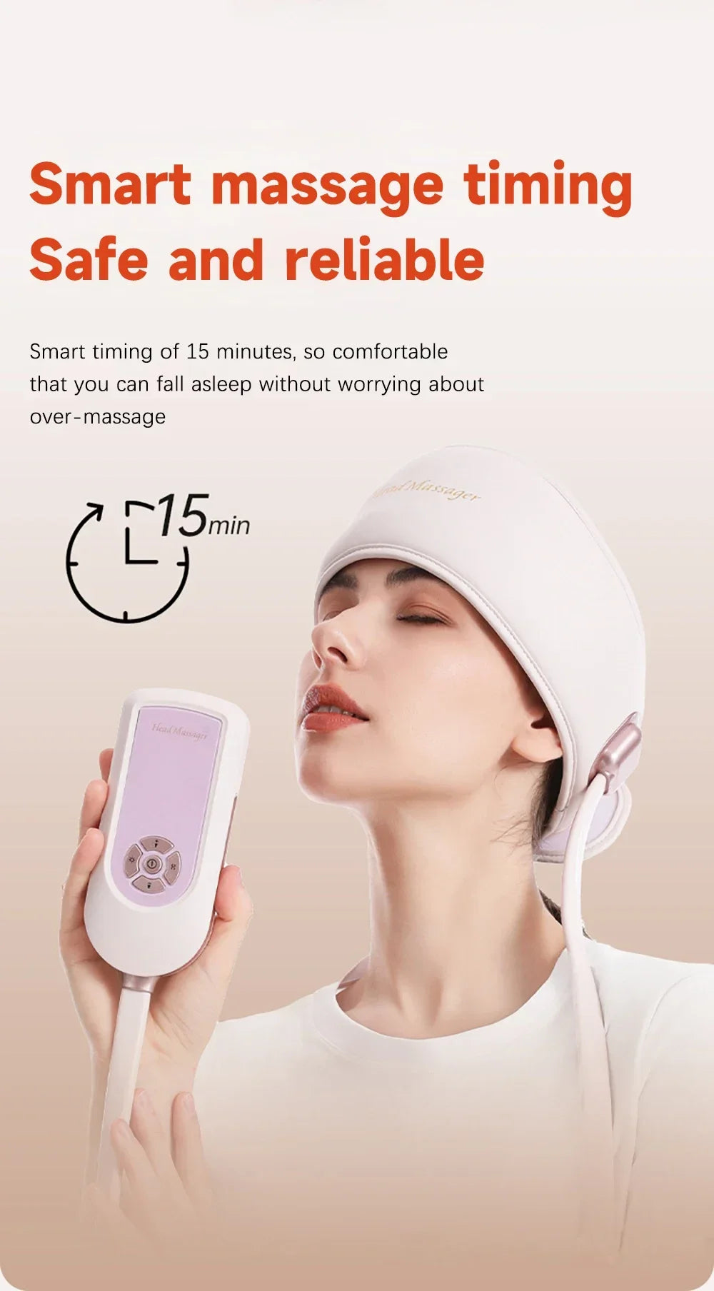 Electric Head Massager with Heat Air Pressure Head Massage Device Eye Muscle Massager Hot Compress Airbag Music 6-Zone Massager