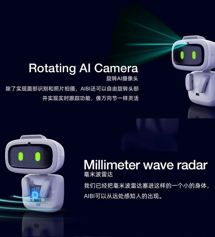 Ai Pocket Pet Aibi Smart Robot Bluetooth Wifi Connect Voice Conversation Gpt Rotating Camera Portable Small Intelligent Robots
