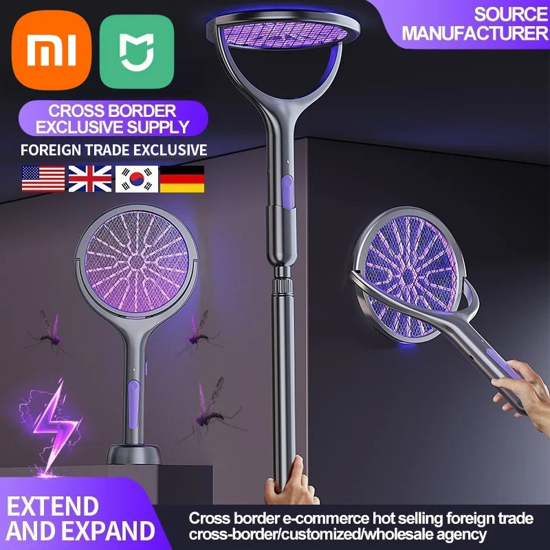 2025 Upgraded Telescopic Mosquito Killer Swatter 90° Rotatable & Wall-Mountable Extended Reach Electric Bug Zapper Home Garden