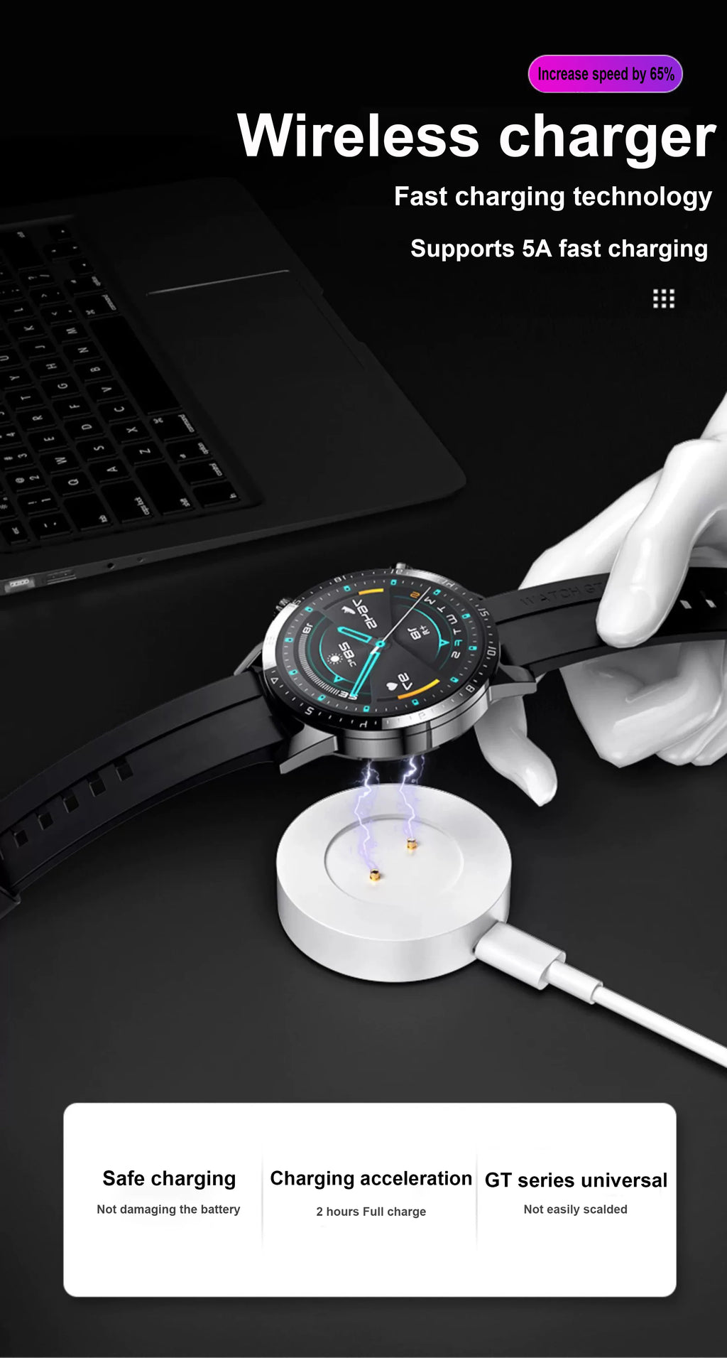 Smart Watch Dock Charger for Huawei Watch GT GT2 GT2e Honor Watch Magic 2 Wireless Fast Charging for Huawei Watch 3 GT3 GT2 PRO