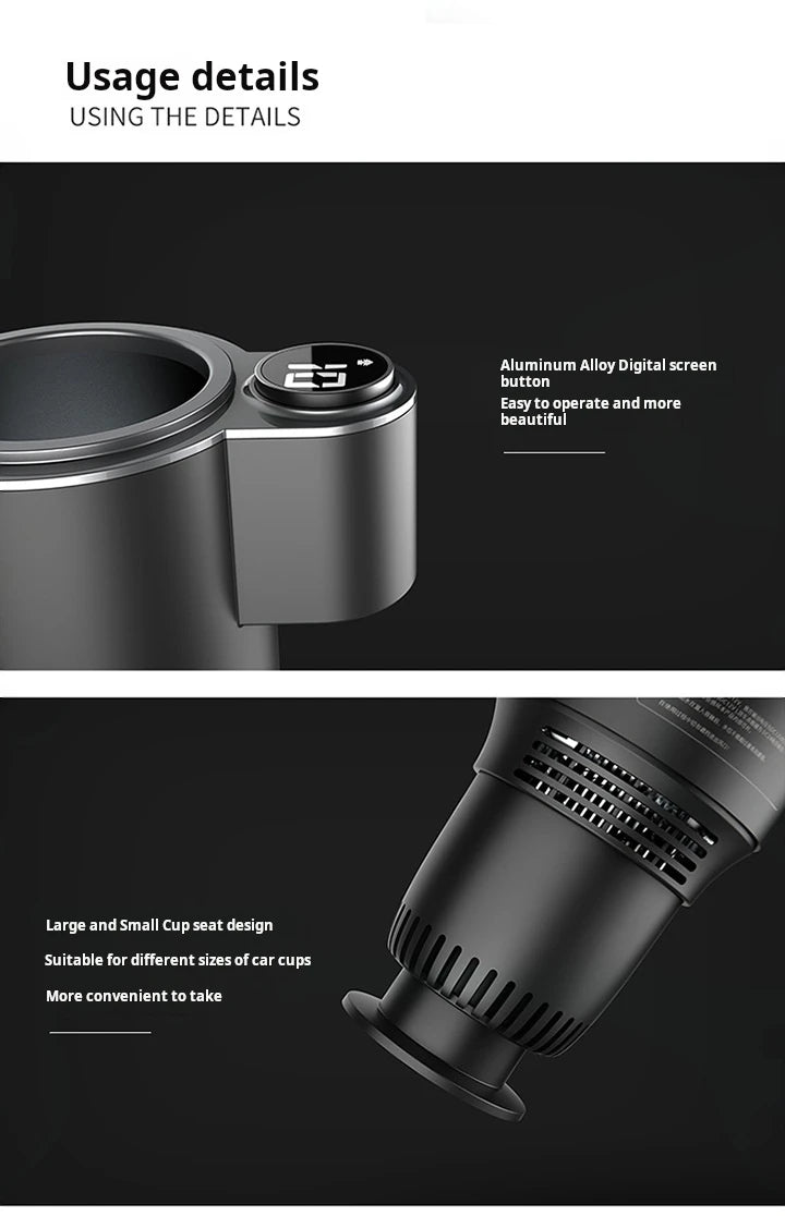2 In 1 Car Cup Mug Holder DC 12V Warmer Smart Car Cup Car Heating Cooling Cup Touch Screen Office Cup Mug Holder for Home Travel