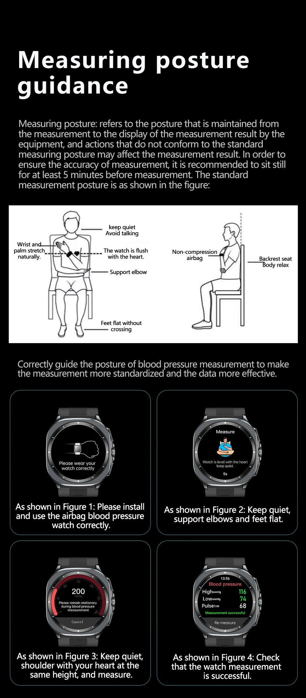 2025 For XIAOMI IOS New Air Pump Airbag Accurate Measure ECG NFC Smart Watch Blood Pressure Men Women