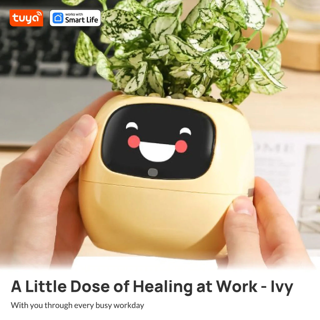 IVY Smart pet Planter Robot Guidance on Plant Care with Emojis, Adorable Plant Companion with Rich Gesture Interaction, AI
