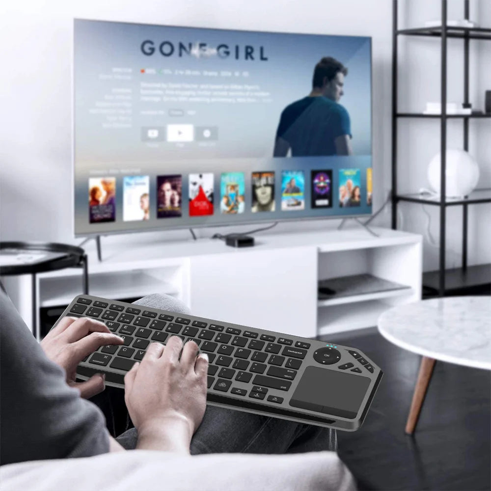 Bluetooth Wireless Keyboard with Touchpad 7-Colors Backlit 2.4g Rechargeable Trackpad Keyboard for Smart TV, IOS IPhone/IPad