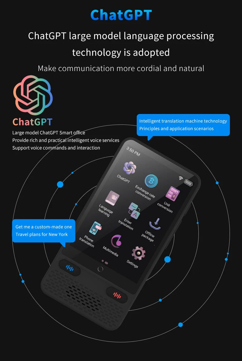Language Translator Device AI Translation Support ChatGPT 138 Languages Translation Two Way Real Time Voice Translation with