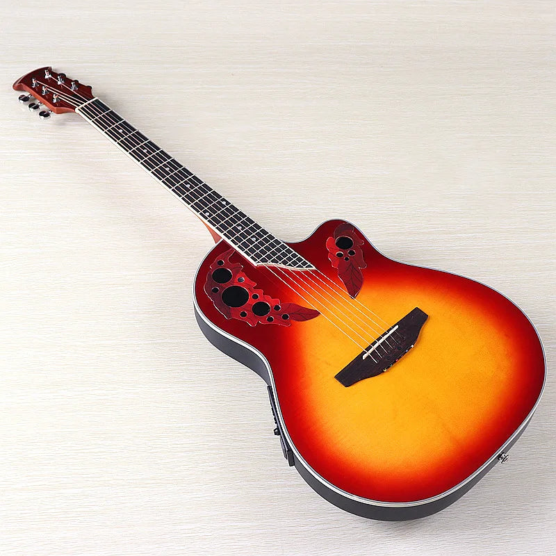 Electric Acoustic Guitar 6 Strings Round Back Ovation Model Brown 41 Inch Acoustic Guitar Cutaway Design Electric Folk Guitar