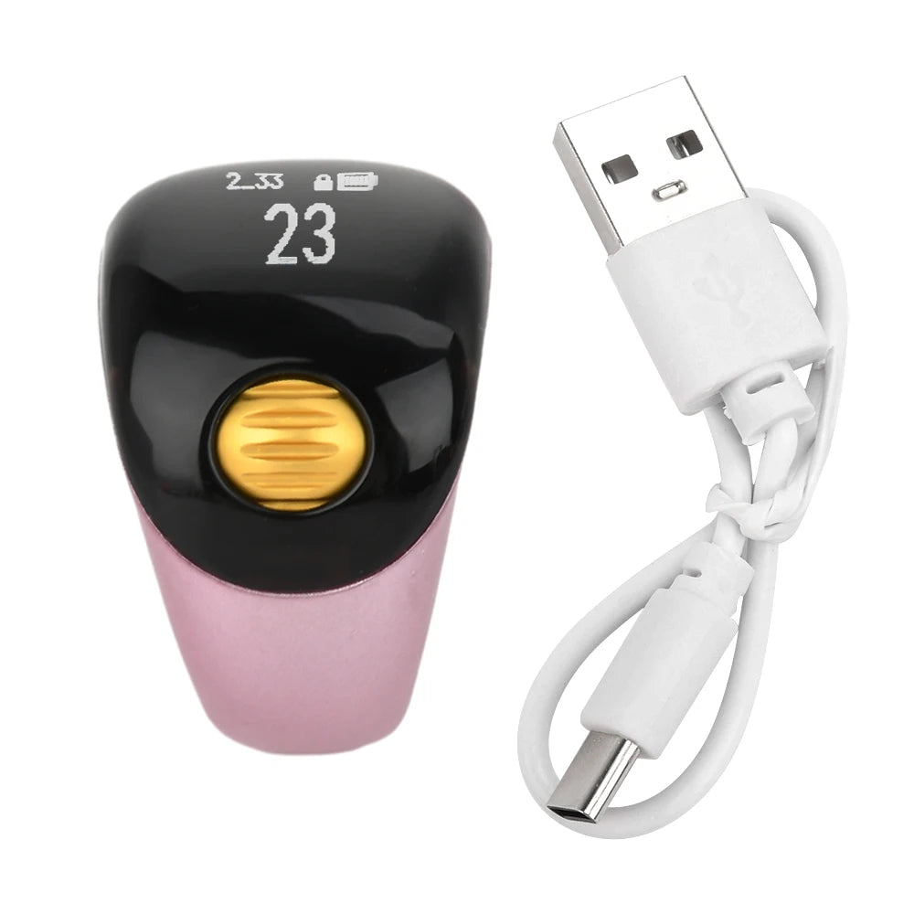 Portable Ring Type Ball Digital Finger Counter 75mah Type-C Rechargeable Adjustable OLED Screen Display Mini Tally Counter