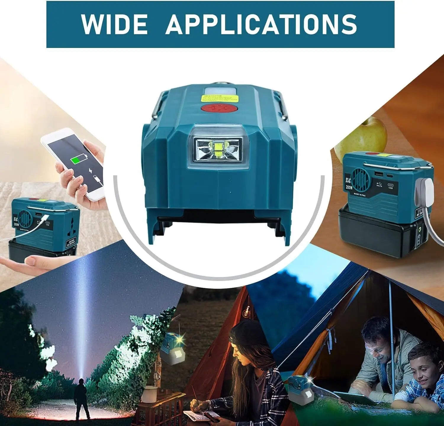 200W Portable Power Inverter Compatible with Makita 18V Lithium Battery Portable Power Station with USB Port