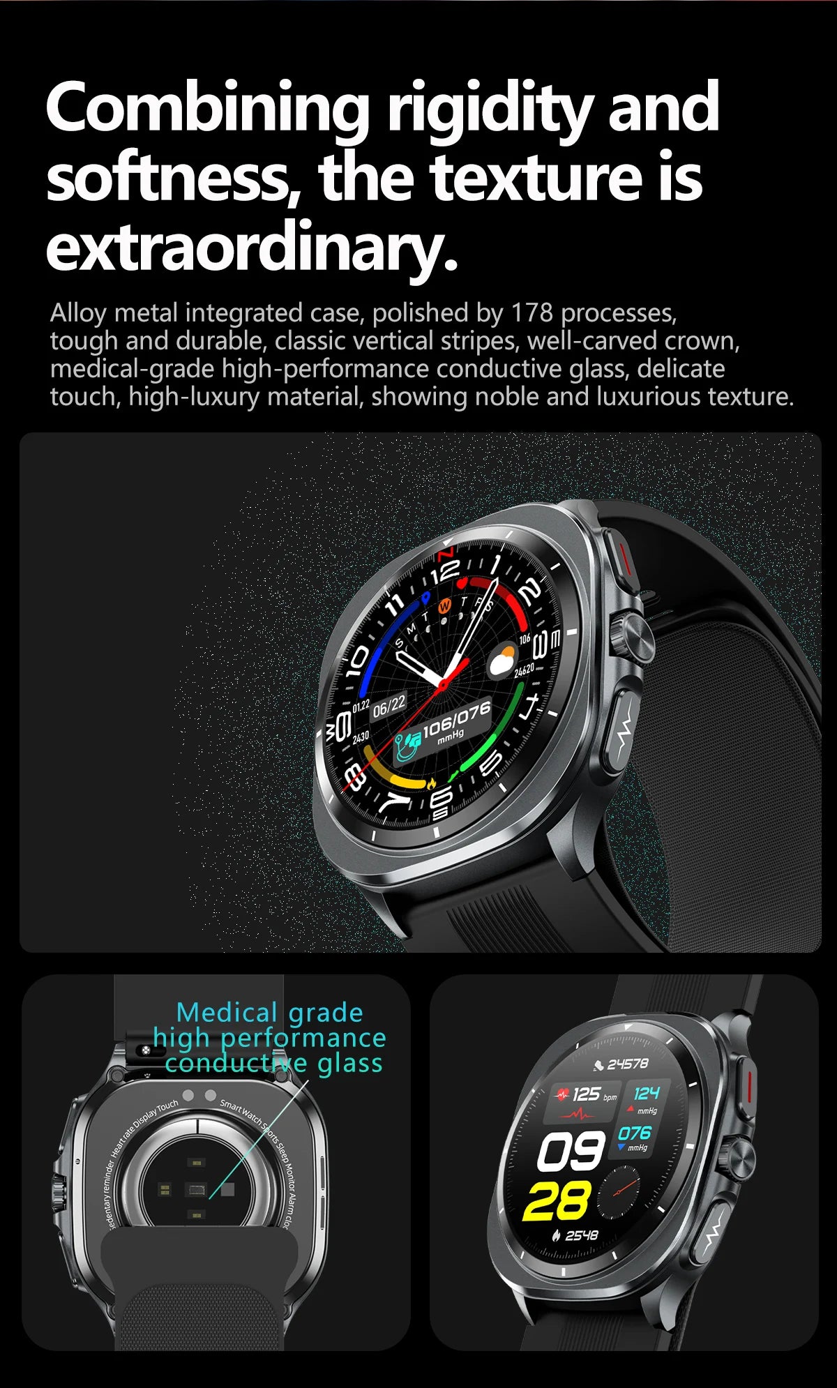 2025 For XIAOMI IOS New Air Pump Airbag Accurate Measure ECG NFC Smart Watch Blood Pressure Men Women