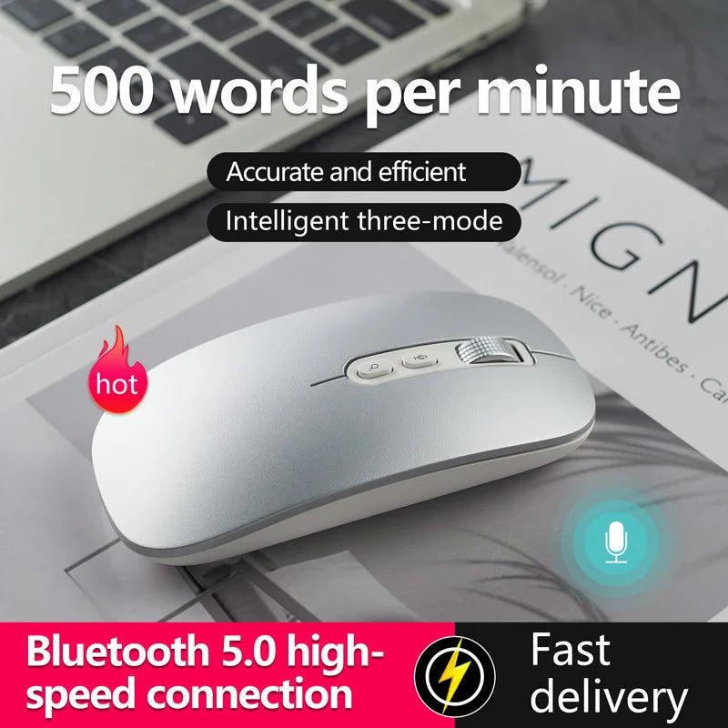 AI Speech to Text Mouse 2.4G Bluetooth Wireless Smart Voice Rechargeable Mouse for Laptop - Easy Transcription Wireless Mouse