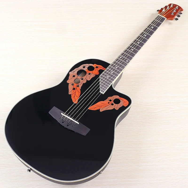 Electric Acoustic Guitar 6 Strings Round Back Ovation Model Brown 41 Inch Acoustic Guitar Cutaway Design Electric Folk Guitar