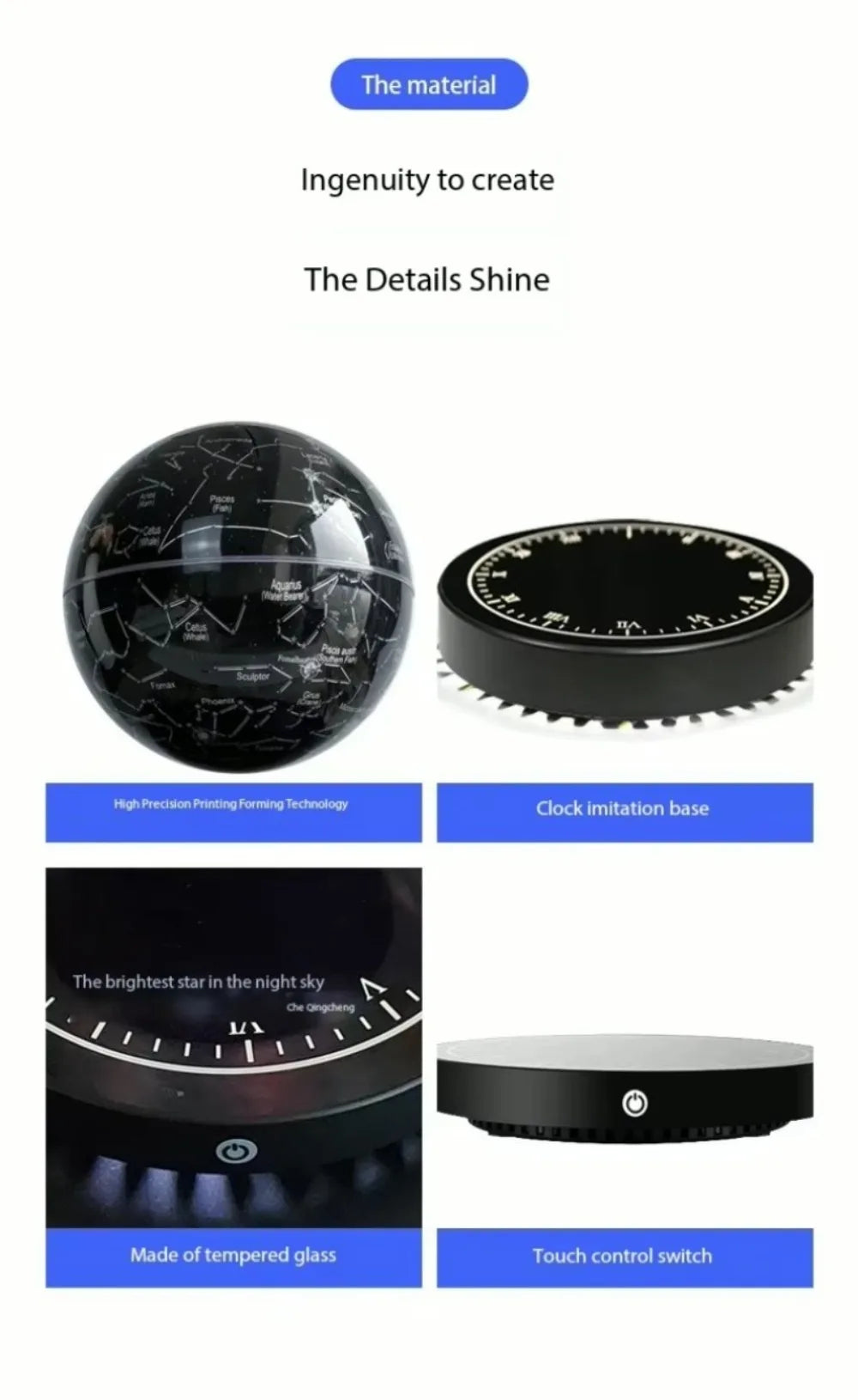 Magnetic Levitation LED Moon Lamp Auto-Rotating Globe Atmosphere Night Light for Bedroom Floating Home Office Decor Gift