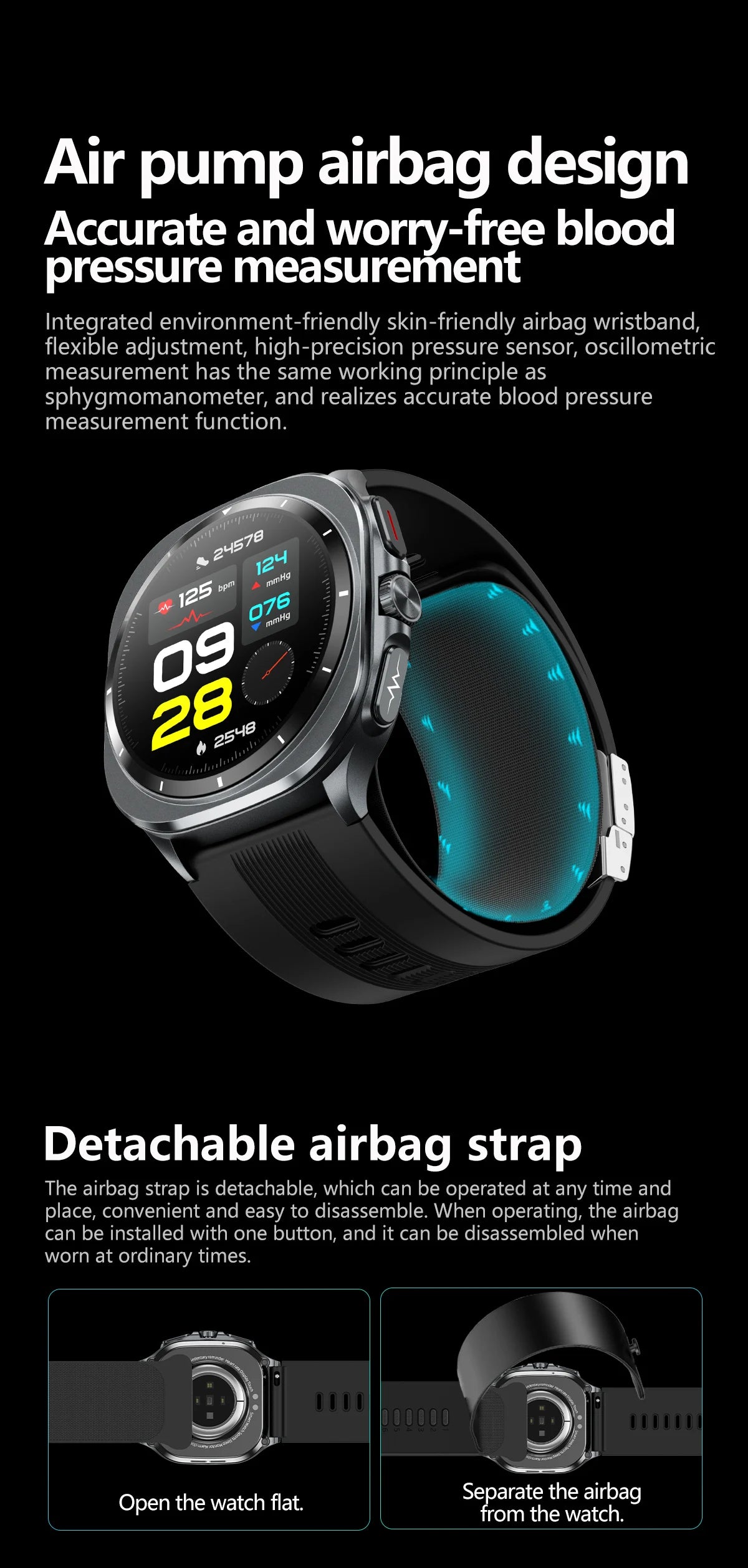2025 For XIAOMI IOS New Air Pump Airbag Accurate Measure ECG NFC Smart Watch Blood Pressure Men Women