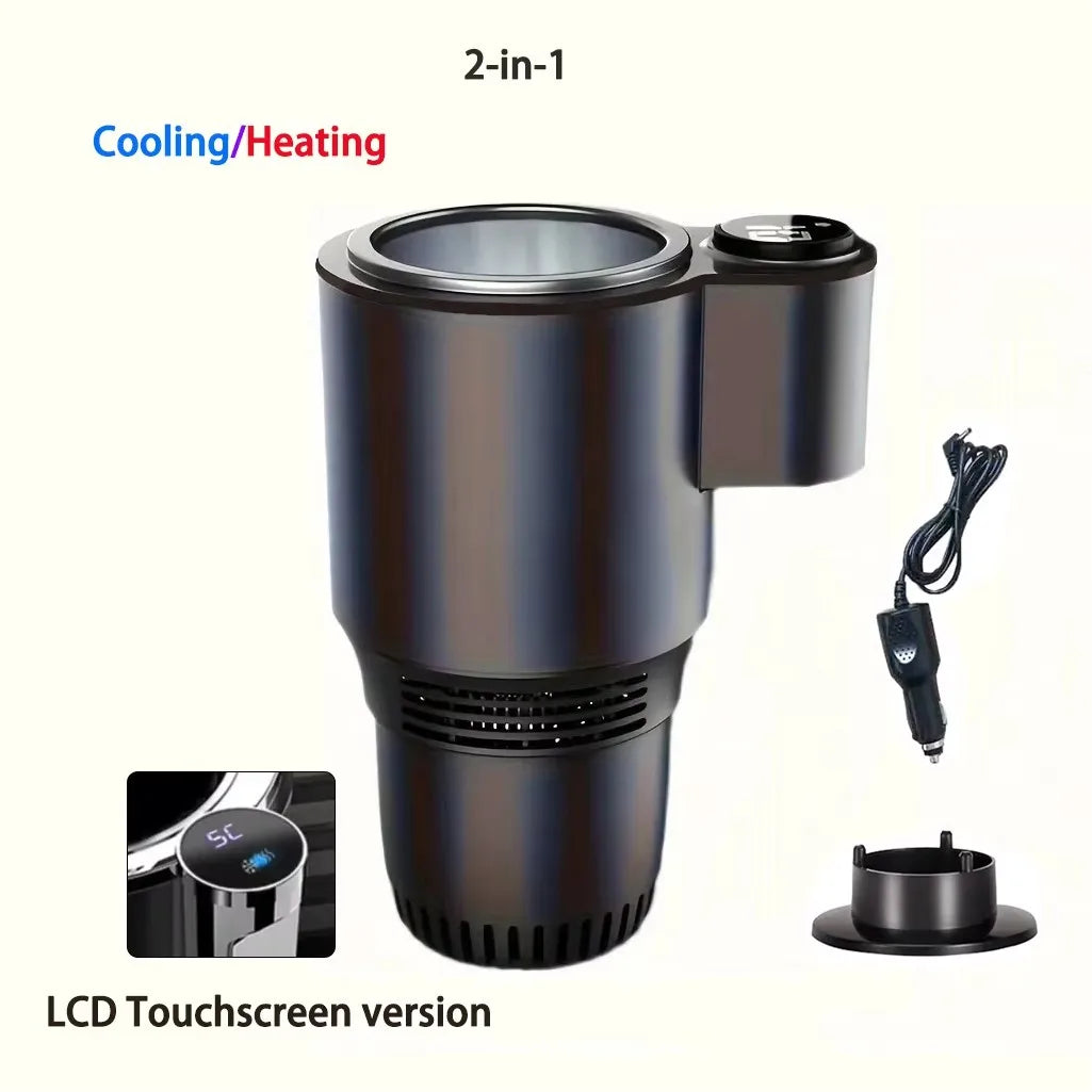 2 In 1 Car Cup Mug Holder DC 12V Warmer Smart Car Cup Car Heating Cooling Cup Touch Screen Office Cup Mug Holder for Home Travel