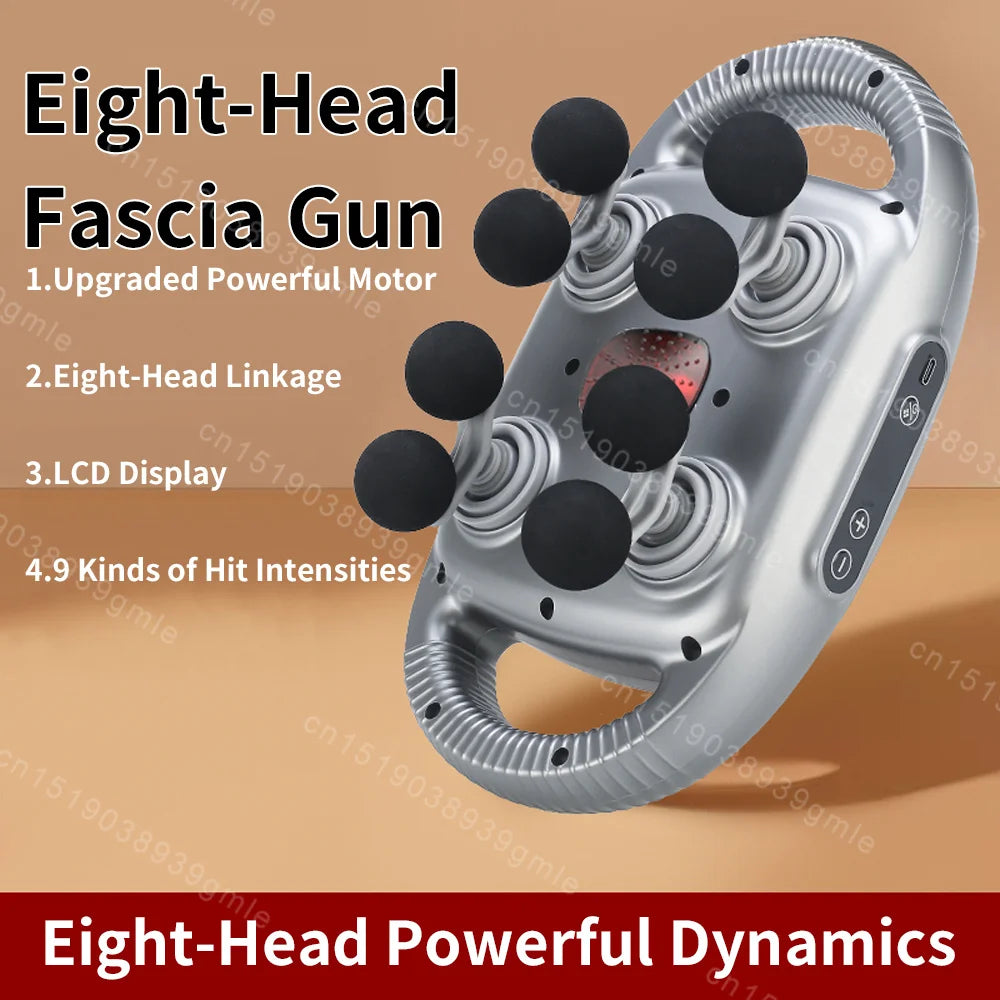 Fascia Gun 12/8 Heads Electric Massage Gun Muscle Relaxation High Frequency Back Massage Deep Tissue Muscle Fascia Massage Gun