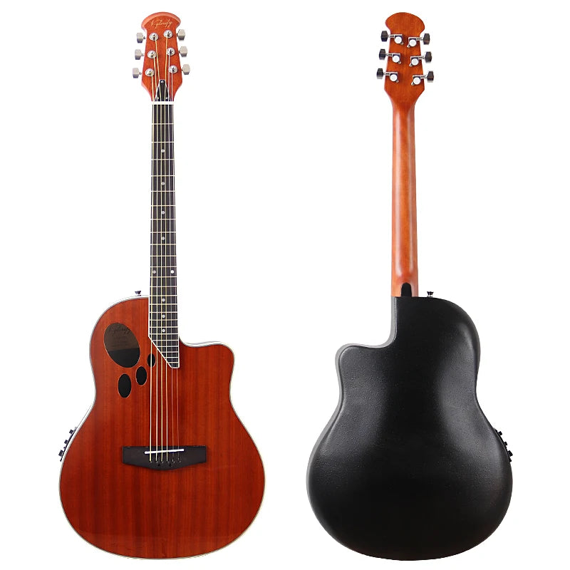 Electric Acoustic Guitar 6 Strings Round Back Ovation Model Brown 41 Inch Acoustic Guitar Cutaway Design Electric Folk Guitar