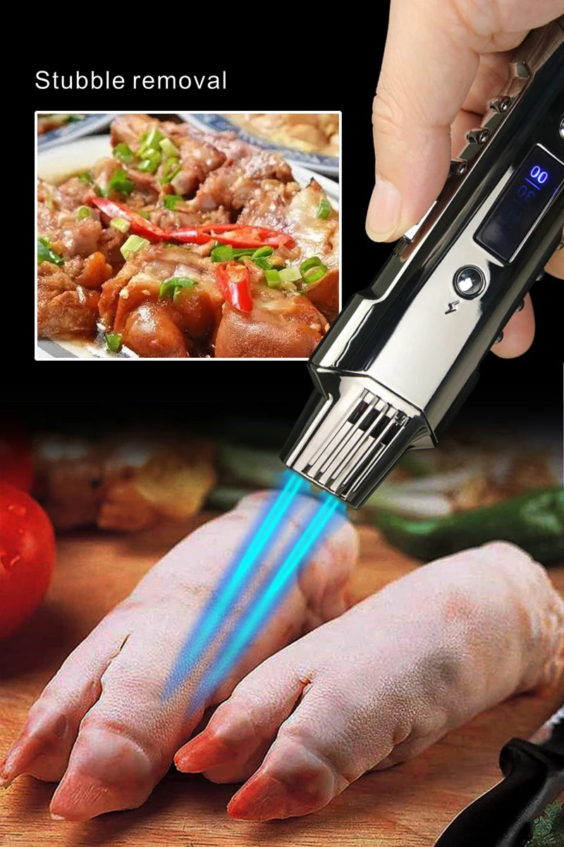 Multifunctional Gas And Electric Lighter  Double Arc  Double Blue Flame White Night Light With Power Display Outdoor Windproof