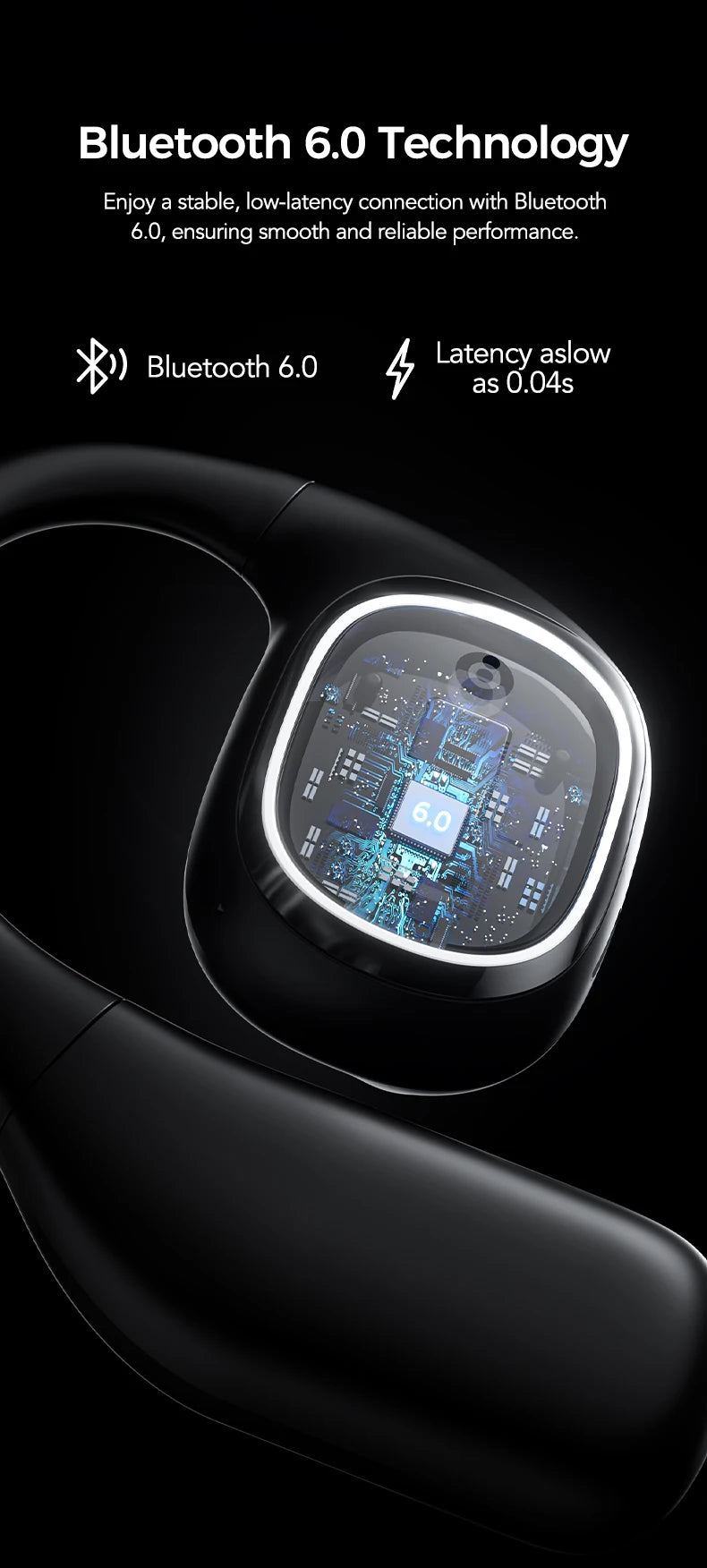 Translator HTC NE11 Bluetooth 6.0 OWS Wireless Headphones Translation Earphones Full-Color Touch Screen Ultra Long Battery Life