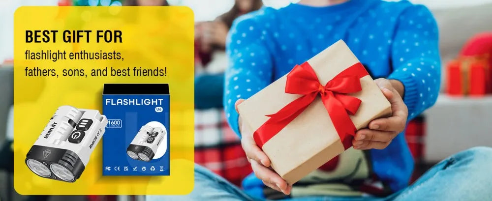 BORUiT U6 SST20 LED EDC Flashlight Keychain Work Light Type-C Rechargeable Clip Torch with Magnet Camping Pocket Lantern