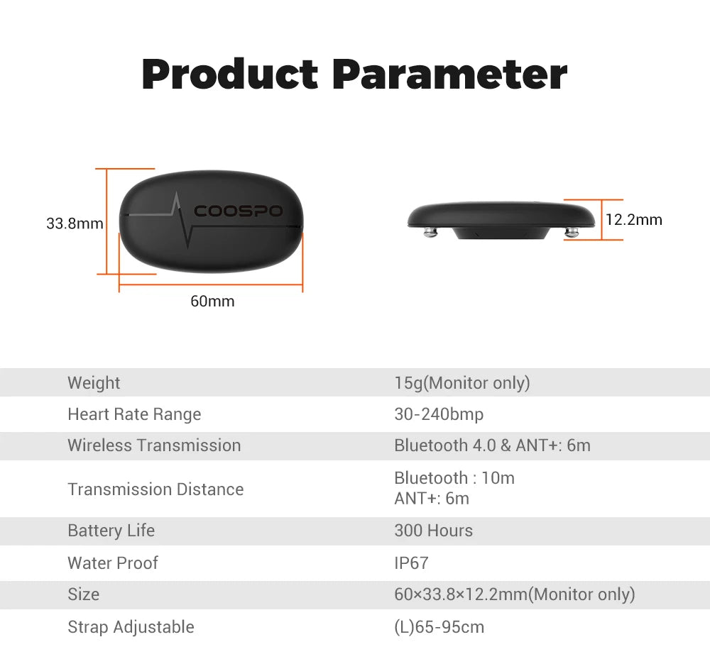 COOSPO Heart Rate Monitor Optical Fitness Outdoor Beat Sensor Bluetooth 4.0 ANT For Garmin Wahoo Bike Computer