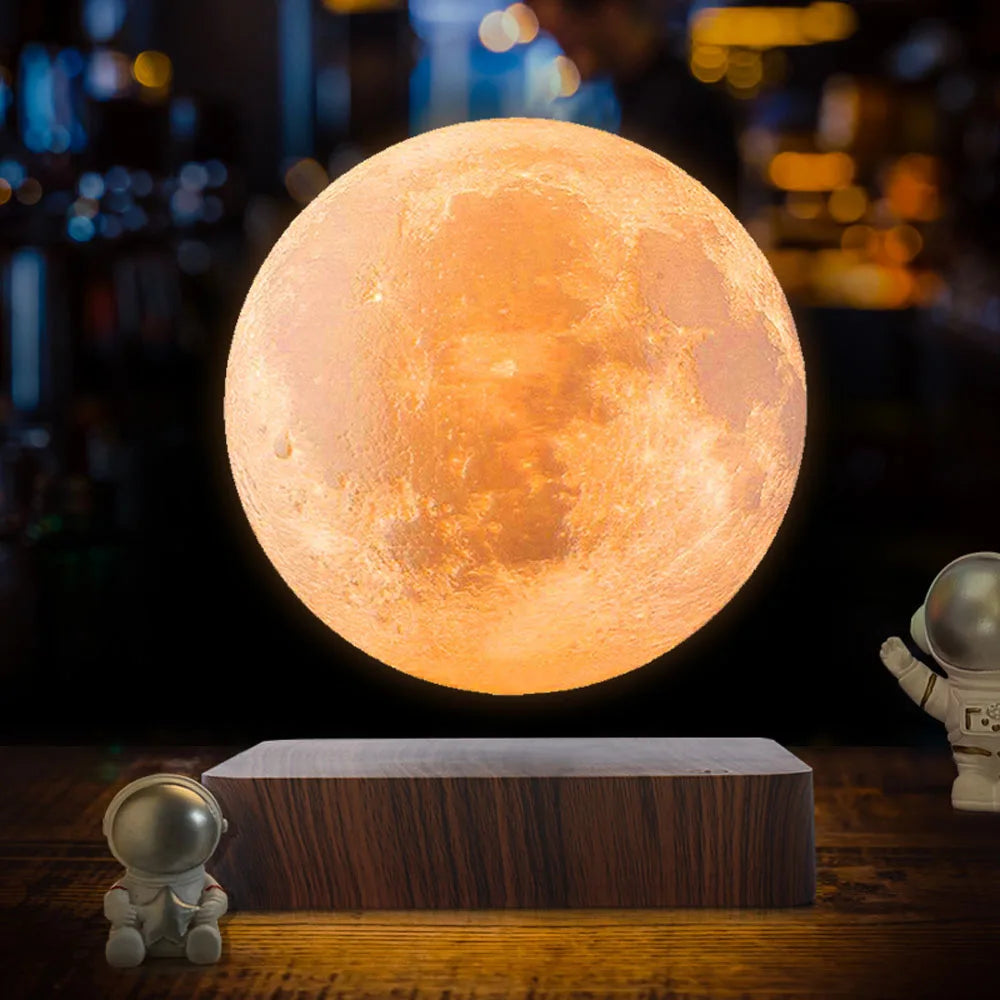 Creative 3D Magnetic Levitation RGB Moon Lamp Rotating  LED Night Light For Home Decoration Gift Atmosphere Moon Floating Lamp