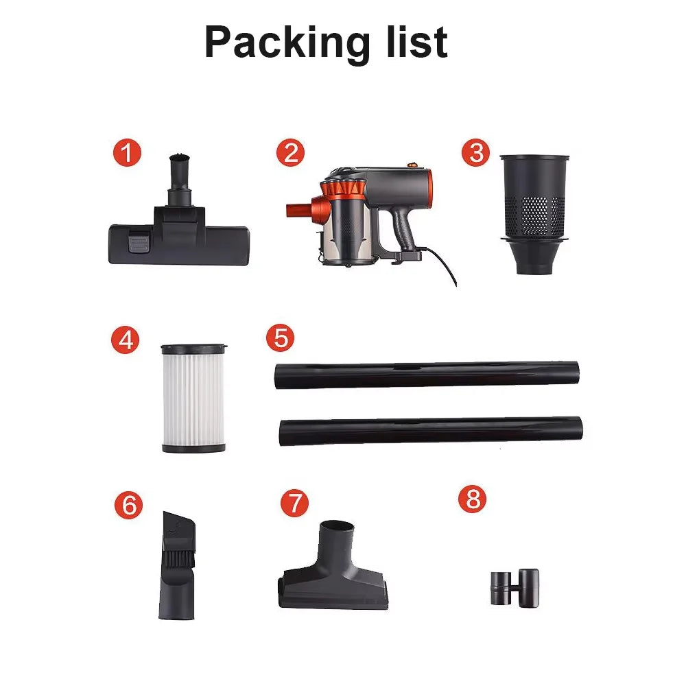 Multifunctionl 600W Powerful Wired Stick Vacuum Cleaner 18Kpa with 5 meter Charging cable,1.5L Dust Box,Curtain Floor Cleaning