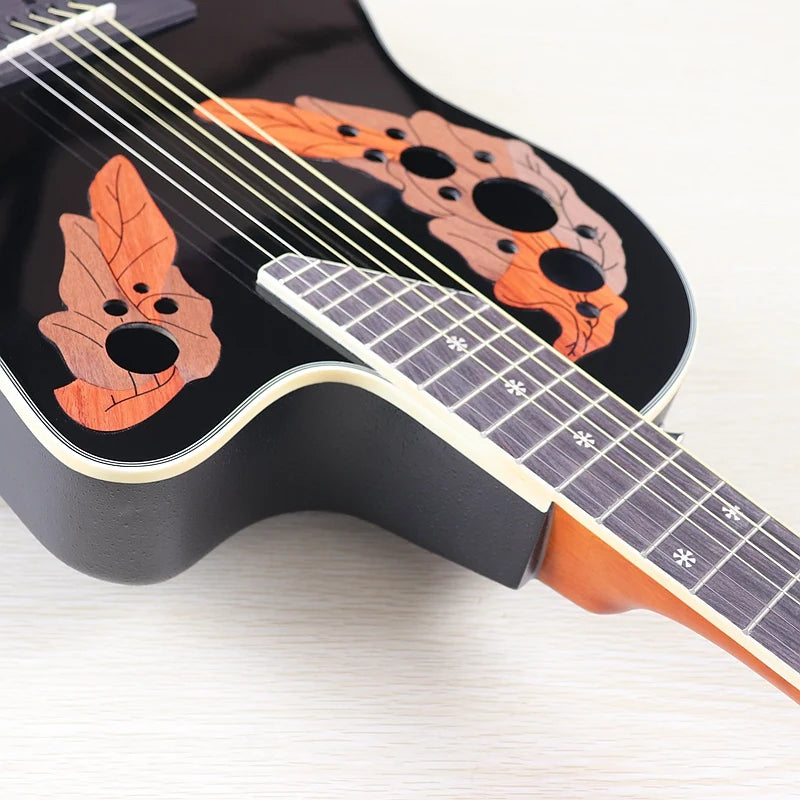 Electric Acoustic Guitar 6 Strings Round Back Ovation Model Brown 41 Inch Acoustic Guitar Cutaway Design Electric Folk Guitar