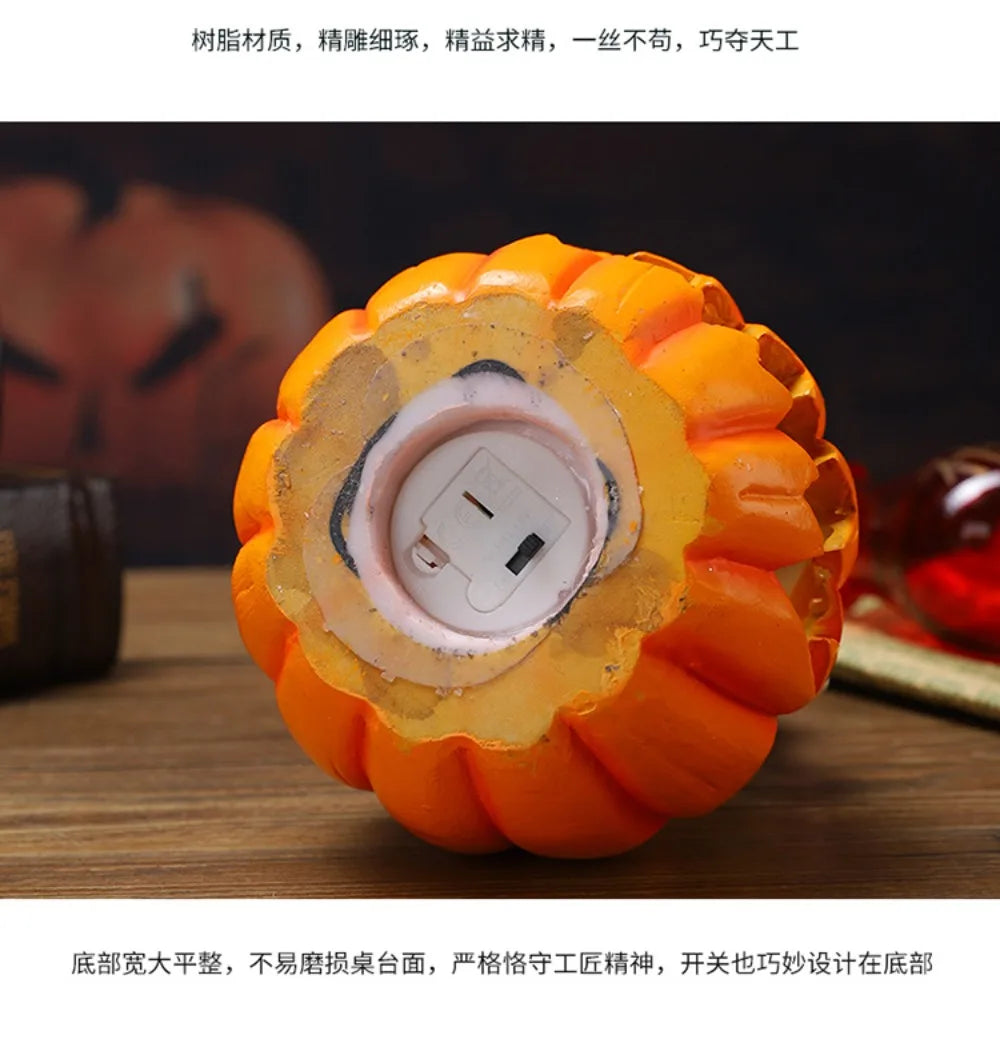 2025 Halloween Skeleton Pumpkin Lantern Ornament Halloween Party Funny Atmosphere Decoration Props Ghost Pumpkin Resin Crafts