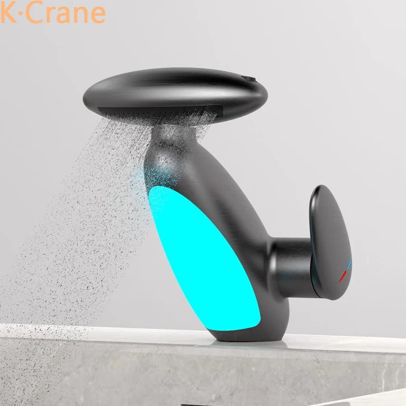 Bathroom Pull Out Faucet Washbasin Sink Hot Cold Pull Out Mixer Tap Deck Mount Basin Ambient Light Modern Atmosphere Faucets Tap