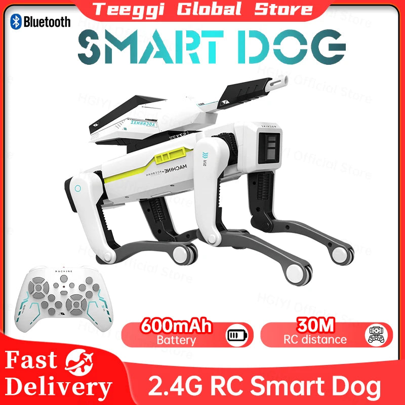 Teeggi Electric RC Intelligent Robot Dog Multifunction RC Mechanical Dog with turret Educational Toy Bionic Smart Robot Toy Gift
