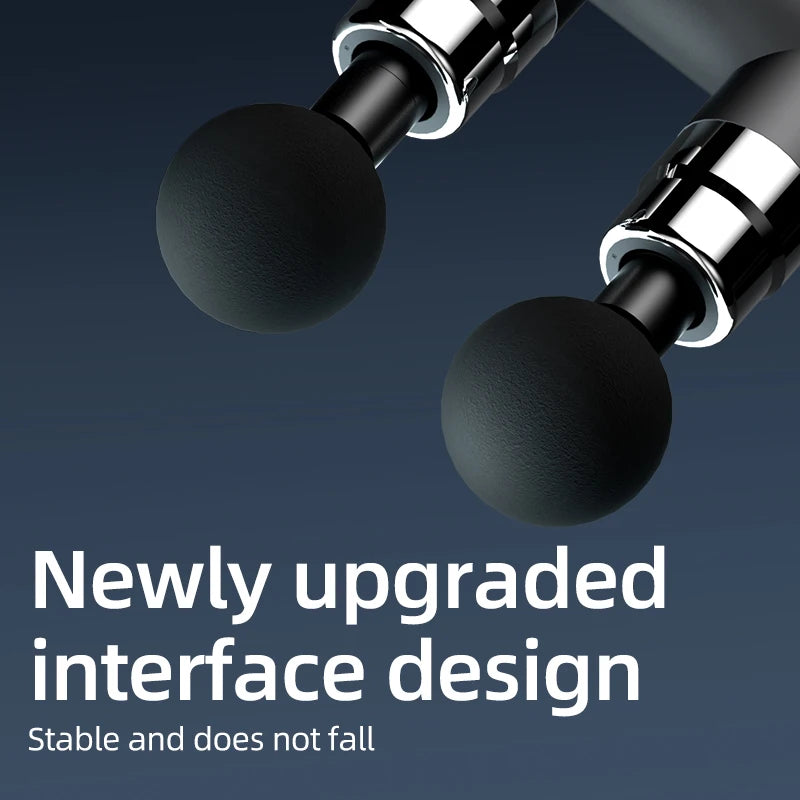 USB charging dual head fascia gun with 6-speed force adjustment and 4 pairs (8 pieces) of massage heads, double massage massager