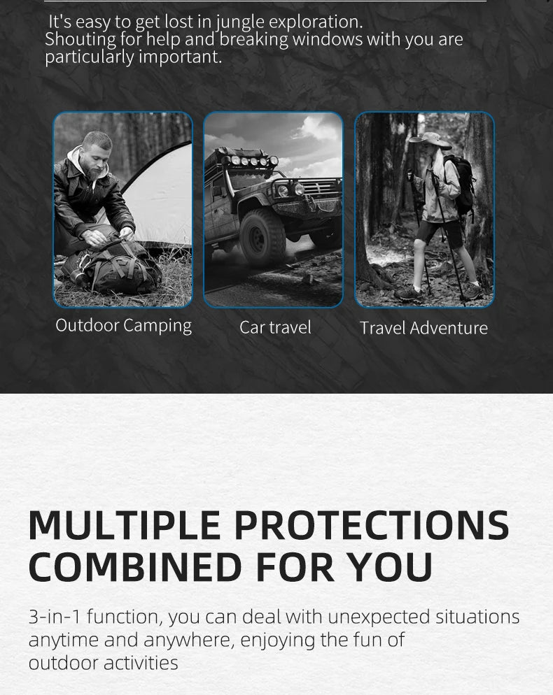 LETGOS Multi High Frequency Survival Whistle  outdoor Lifesaving emergency gear camping hiking rescue tactical glass breaker