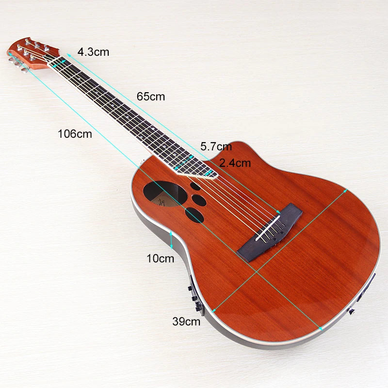 Electric Acoustic Guitar 6 Strings Round Back Ovation Model Brown 41 Inch Acoustic Guitar Cutaway Design Electric Folk Guitar
