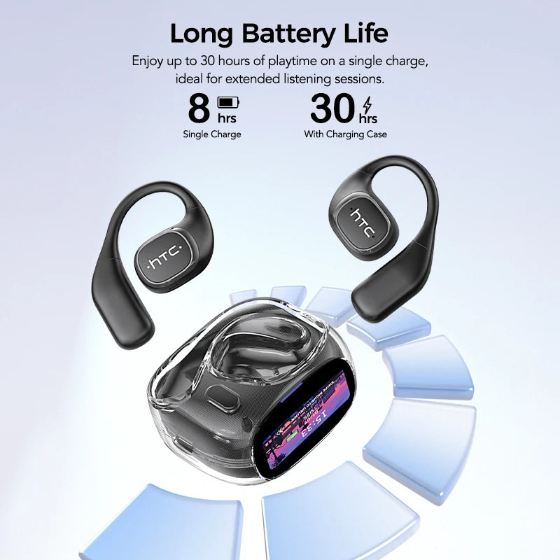 Translator HTC NE11 Bluetooth 6.0 OWS Wireless Headphones Translation Earphones Full-Color Touch Screen Ultra Long Battery Life