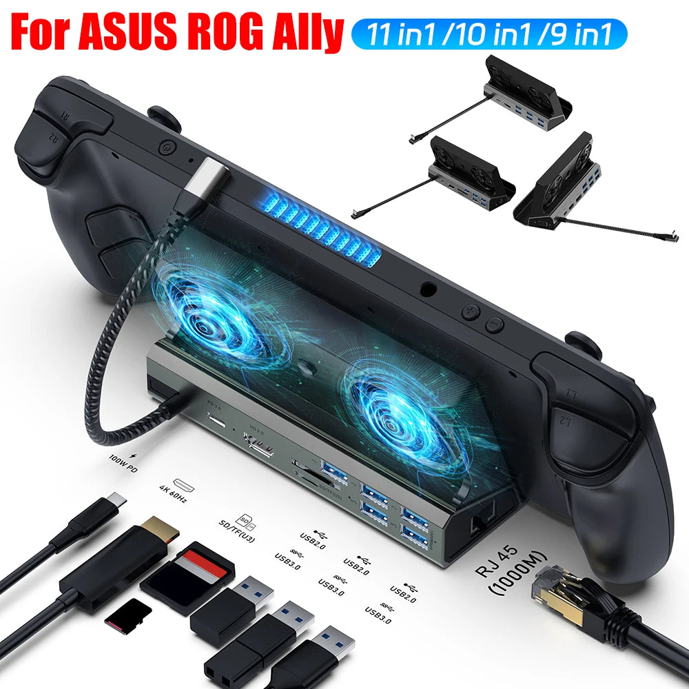 Dock Console Hub HDMI-Compatible USB C Docking Station 4K 60Hz Dock Stand Gigabit Ethernet 1000Mbps PD 100W RJ45 for Steam Deck