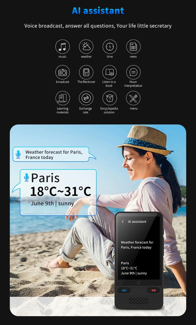 Language Translator Device AI Translation Support ChatGPT 138 Languages Translation Two Way Real Time Voice Translation with